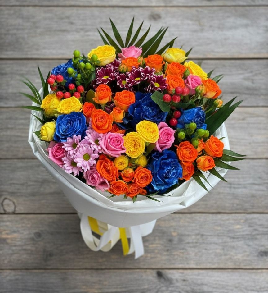 Букет цветов из: Розы и Хризантемы в Беломечетской