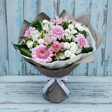 Букет цветов из:  Герберы, Альстромерии и Хризантемы в Беломечетской