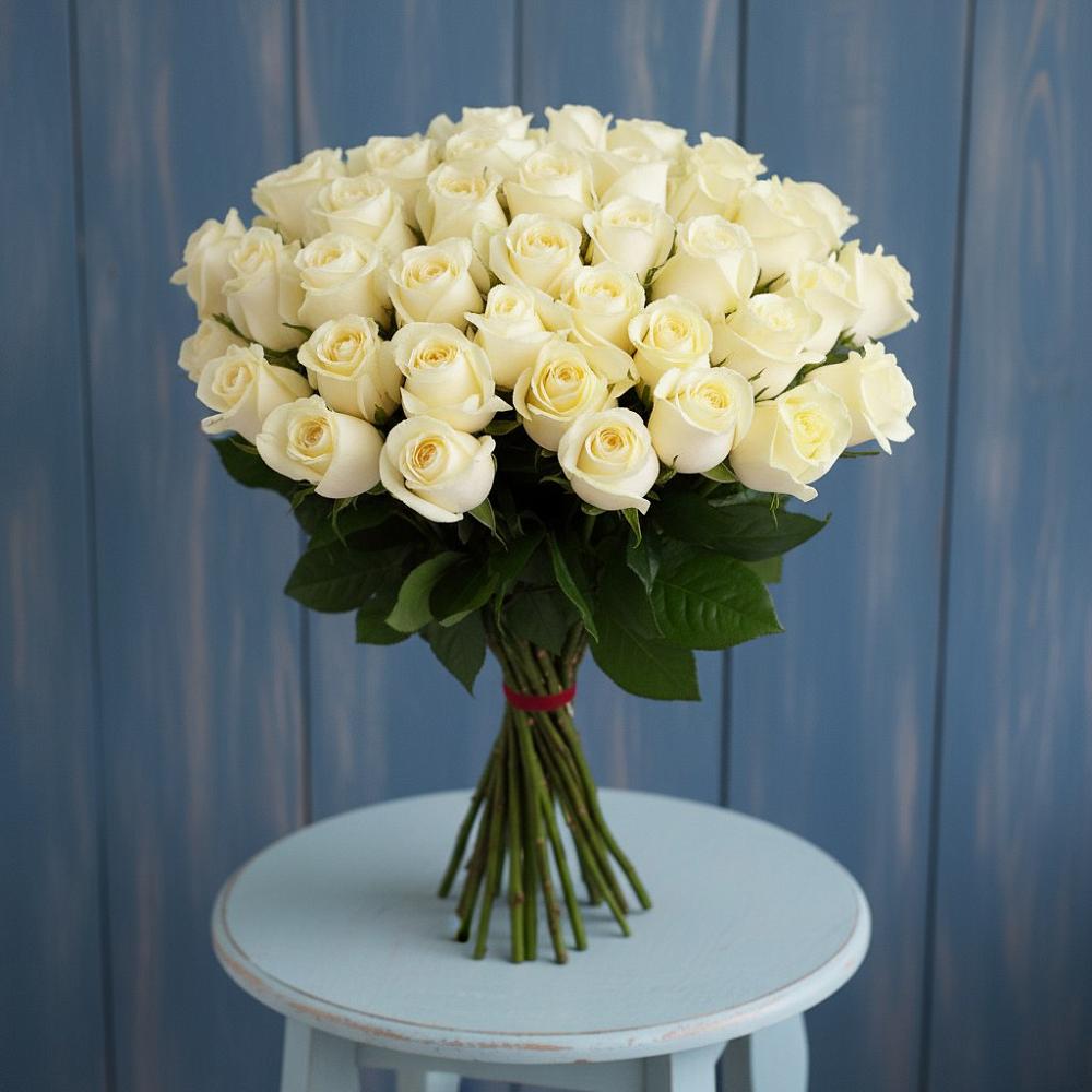 Букет 51 Белая роза Эдлесс Лав в Беломечетской