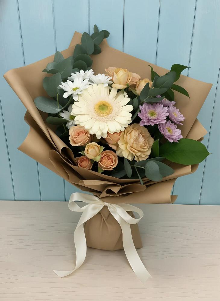 Букет цветов из: Герберы и Хризантемы в Беломечетской