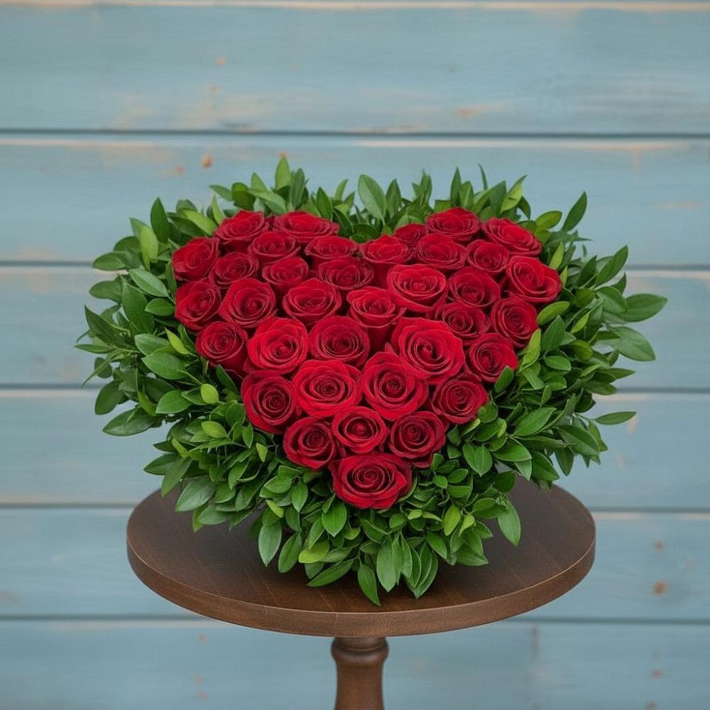 Цветочная композиция из Розы в виде сердца в Беломечетской