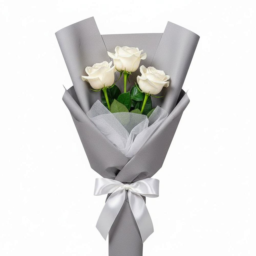 Букет 3 белые розы в Беломечетской