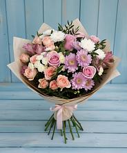 Букет цветов из:  Хризантемы, Розы и Альстромерии #REPLACE_PRED# Беломечетской
