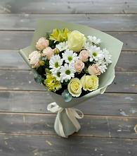 Букет цветов из:  Альстромерии, Розы и Хризантемы в Беломечетской