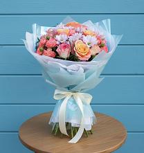Букет цветов из:  Хризантемы и Розы в Беломечетской