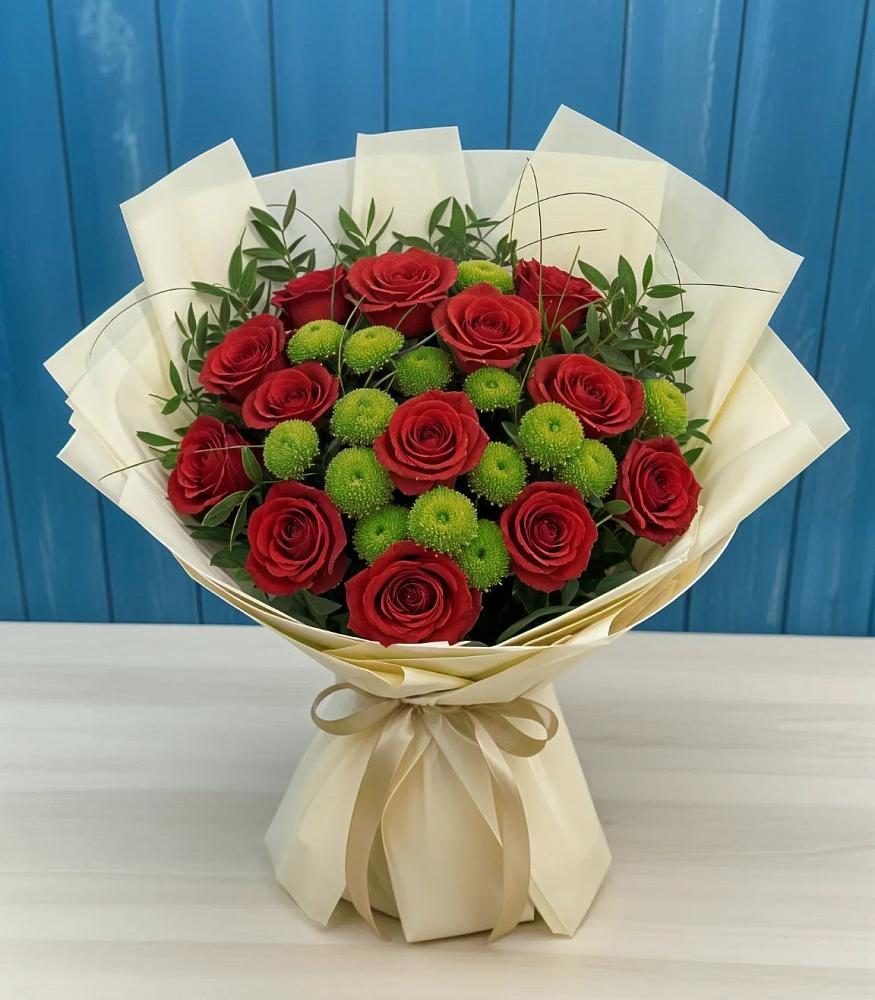 Букет цветов из: Розы и Хризантемы в Беломечетской