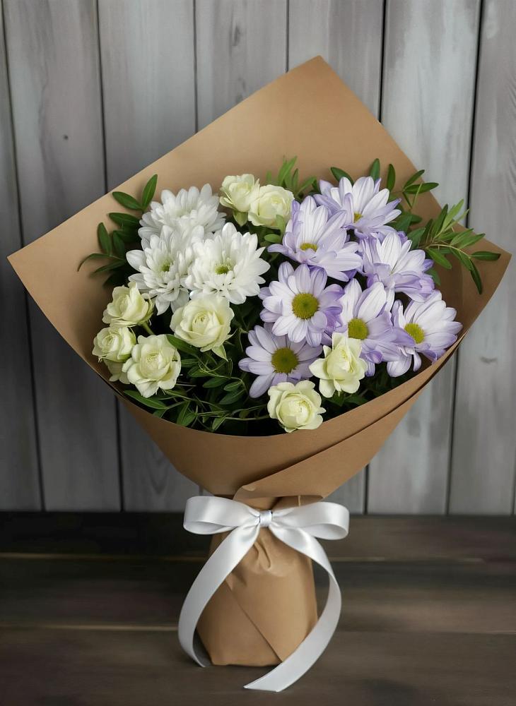 Букет цветов из: Хризантемы и Розы в Беломечетской